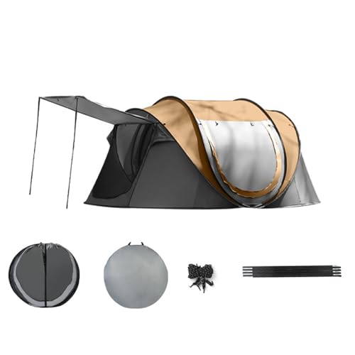 WxMTykx Campingzelt 5–8 Personen Outdoor-Sofort-Pop-Up-Zelt Wasserdicht Automatisch Aufgebautes Wurfzelt 2 Türen 2 Fenster Tragbare Familienzelte Für Camping,Wandern(Color:Brown) von WxMTykx