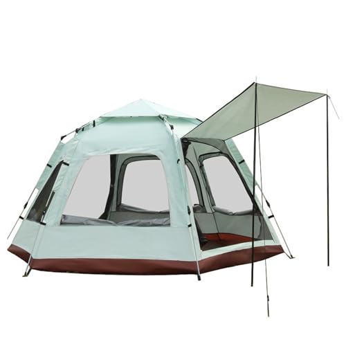 WxMTykx Instant Camping-Zelt Den Außenbereich Automatisches Pop-up-Sechseckzelt 5–8 Personen Groß Regenfest Familien-Campingzelt 2 Türen 5 Fenster Mit Vorraum ( Color : Green , Size : 280*240*160cm ) von WxMTykx