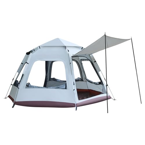 WxMTykx Instant Camping-Zelt Den Außenbereich Automatisches Pop-up-Sechseckzelt 5–8 Personen Groß Regenfest Familien-Campingzelt 2 Türen 5 Fenster Mit Vorraum ( Color : Rice-white , Size : 240*210*135 von WxMTykx