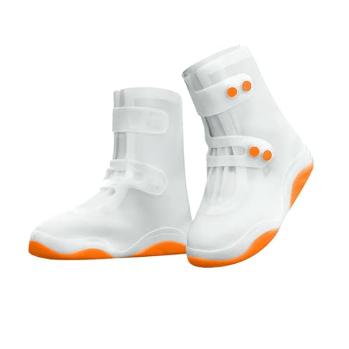 Wzxhew #2 Schuh mit harter Sohle, wasserdicht, wiederverwendbar, Galoschen für regnerische und verschneite Outdoor, Garten usw., Regenstiefel für Herren, Damen, Kinder (Orange, XXL) von Wzxhew