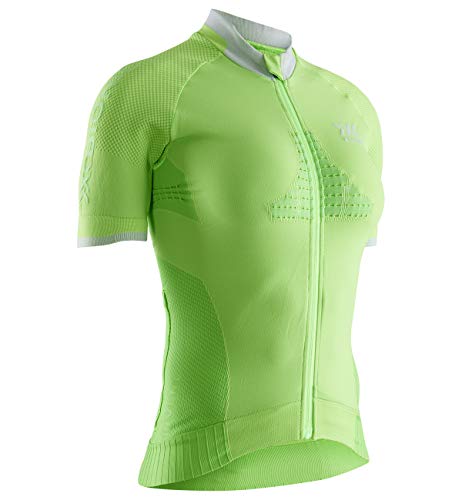 X-Bionic Damen Invent Bike Race Zip Shirt Short Sleeve Women, Amazonas Green/Magnolia Purple, XL von X-Bionic