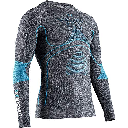 X-Bionic Herren Energy Accumulator 4.0 Shirt Round Neck Long Sleeves Men, Dark Grey Melange/Bl, S X-Bionic Herren Energy Accumulator 4.0 Shirt Round Neck Long Sleeves Men, Dark Grey Melange/Bl, S von X-Bionic