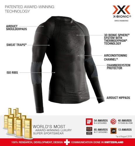 X-Bionic Herren Combat Energizer 4.0 Long Sleeves Kombatt Langarm Unisex T Shirt, B137 Black/Anthracite, M EU von X-Bionic