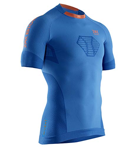 X-Bionic Herren Invent Run Speed, Short Sleeve Shirt, Teal Blue/kurkuma orange, S von X-Bionic