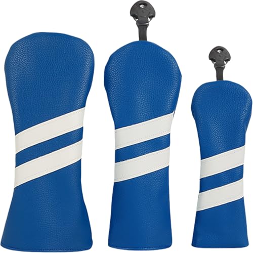 X-Institute 3Pcs Streifen Muster Holz Headcover wasserdichte PU Leder Club Head Ersatz Fahrer Headcover von X-Institute