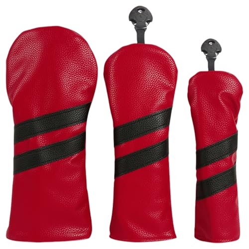 X-Institute 3Pcs Streifen Muster Holz Headcover wasserdichte PU Leder Club Head Ersatz Fahrer Headcover von X-Institute