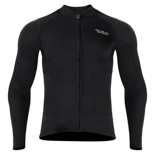 Neoprenanzug Jacke für Herren 1.5mm Neoprenanzug Top Warmhalten Langarm Frontreißverschluss für Tauchen Surfen Schnorcheln Schwimmen Wassersport 2XL Größe von X-MANTA