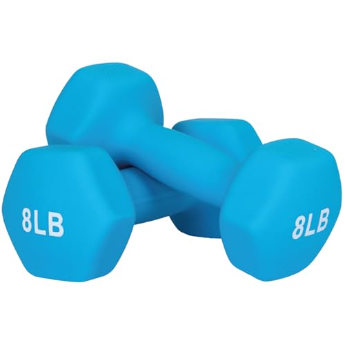 Neopren Hantel 3,6 kg Handgewichte 2er Sets mit mehreren Gewichtsoptionen Hexagon rutschfeste Gewichte für Home Gym Yoga Pilates Workout - Blau von X-Rush