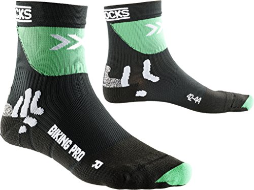 X-Socks Herren Radstrumpf BIKING PRO, Black/Green, 39/41, X020370 von X-Socks