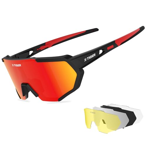 X-TIGER Fahrradbrille, Herren Damen Sportbrille, UV400 mit 5 Wechselgläser,Starker TR90 Frame, mit Montierbarem Brillenband & Ohrhaken, Outdoor-Sport/Radfahren/Laufen/Autofahren/Angeln/Golf X-TIGER Fahrradbrille, Herren Damen Sportbrille, UV400 mit 5 Wechselgläser,Starker TR90 Frame, mit Montierbarem Brillenband & Ohrhaken, Outdoor-Sport/Radfahren/Laufen/Autofahren/Angeln/Golf von X-TIGER