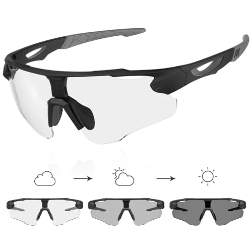 X-TIGER Fahrradbrille Selbsttönende Sonnenbrille Herren Damen Photochromatisch Sportbrille TR90 Rahmen für Mtb Radfahren Laufen von X-TIGER