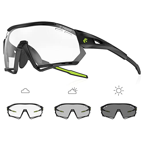 X-TIGER Fahrradbrille selbsttönend Sonnenbrille Herren Damen TR90 Rahmen UV400 Schutz Photochromatisch Sportsonnenbrille von X-TIGER