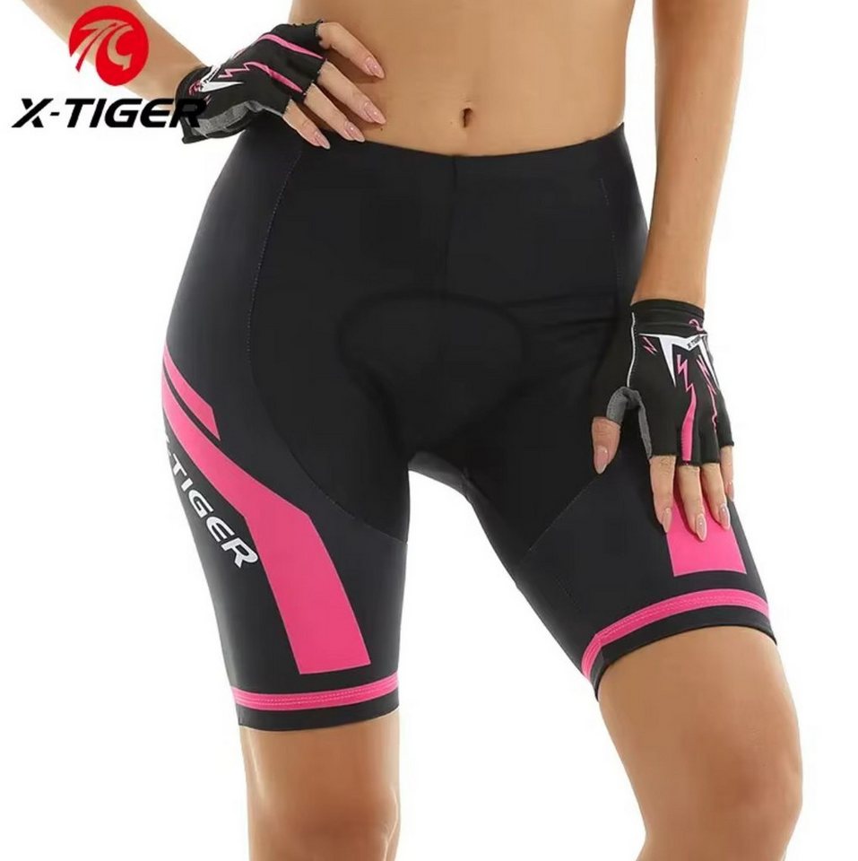 X-TIGER Fahrradhose Damen Radsport Shorts 3D Gel gepolstert stoßfest atmungsaktiv von X-TIGER