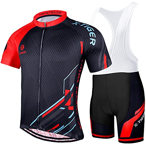 X-TIGER Herren Fahrradtrikot kurzärmliges Set mit 5D-Gel-gepolsterten Shorts Fahrradbekleidung Set für Mountainbikes X-TIGER Herren Fahrradtrikot kurzärmliges Set mit 5D-Gel-gepolsterten Shorts Fahrradbekleidung Set für Mountainbikes von X-TIGER