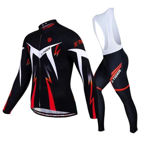 X-TIGER Herren Langarm Radtrikot Set Winter Radsportanzüge mit 5D Gel Gepolsterten Trägerhosen X-TIGER Herren Langarm Radtrikot Set Winter Radsportanzüge mit 5D Gel Gepolsterten Trägerhosen von X-TIGER