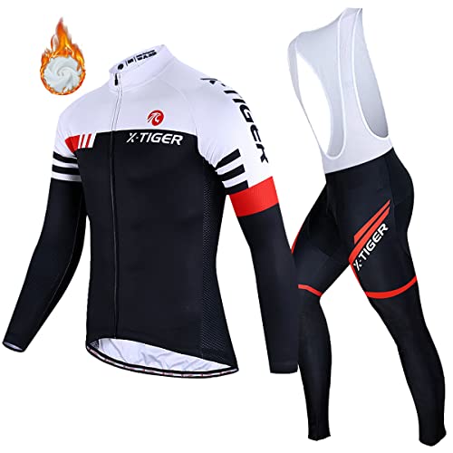 X-TIGER Herren Langarm Radtrikot Set Winter Radsportanzüge mit 5D Gel Gepolsterten Trägerhosen X-TIGER Herren Langarm Radtrikot Set Winter Radsportanzüge mit 5D Gel Gepolsterten Trägerhosen von X-TIGER