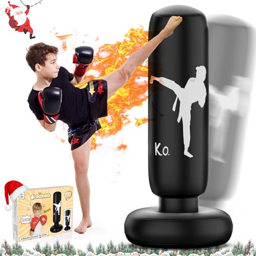 X XBEN 160CM Boxsack für Kinder, Größere Stabile Aufblasbarer Boxsack, Standboxsack ab 3-12 Jahre, Stehender Boxsack, Geschenke für Kinder zum Üben von Karate, Taekwondo und MMA, Schwarz X XBEN 160CM Boxsack für Kinder, Größere Stabile Aufblasbarer Boxsack, Standboxsack ab 3-12 Jahre, Stehender Boxsack, Geschenke für Kinder zum Üben von Karate, Taekwondo und MMA, Schwarz von X XBEN