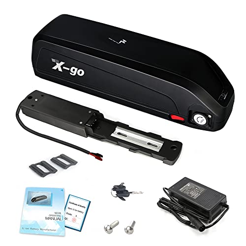 X-go Ebike Akku 48V 13AH mit USB-Port & Netzschalter,Ladegerät,5-Pin Grundplatte,Sicherer Verriegelung, Stabile Ebike Battery für 250W-1000W Motor von X-go