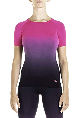 XAED Damen Fitness Sportshirt, Schwarz/Fuchsia, S von XAED