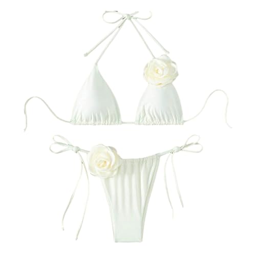 XAGMODSHN 3D-Blumen-Badeanzüge für Damen, zweiteilig, geteilt, Bikini-Set, Bademode, rückenfreier Badeanzug von XAGMODSHN