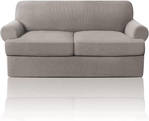 XANAYXWJ 3-teiliges Stretch-Sofabezug-Set mit weichem Stoff für Sofas mit T-Kissen, inklusive 2 einzelnen Sitzbezügen, Möbelbezügen zum Schutz der Couch von XANAYXWJ