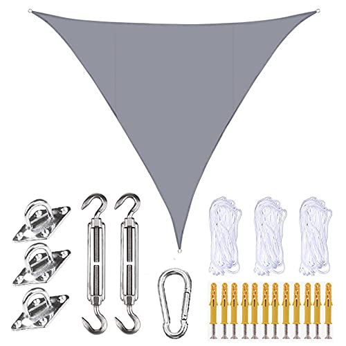 XANAYXWJ 4 × 4 × 5,7 m wasserdichter Sonnenschutz, Dreieck-Sonnensegel, Überdachung für den Außenbereich, Garten, Terrasse, Pool, Markise, Überdachung, Camping-Schatten mit kostenlosem Seil und von XANAYXWJ