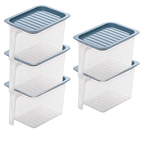 XANAYXWJ 5er-Pack Küchen-Kühlschrank-Organizer, transparenter Kunststoffbehälter, Griff-Kühlschrank-Organizer mit Deckel, Küchen-Kühlschrank-Aufbewahrung mit Deckel (Größe: 18 x 11,5 x 10,5 cm, von XANAYXWJ