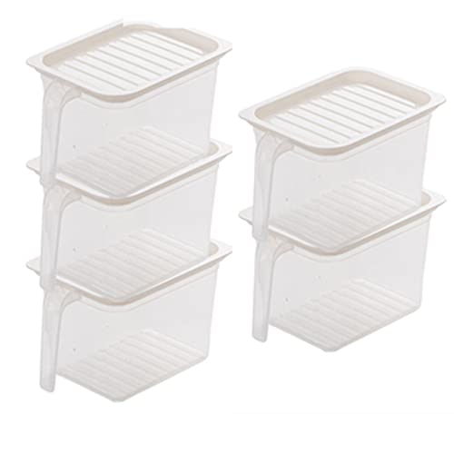 XANAYXWJ 5er-Pack Küchen-Kühlschrank-Organizer, transparenter Kunststoffbehälter, Griff-Kühlschrank-Organizer mit Deckel, Küchen-Kühlschrank-Aufbewahrung mit Deckel (Größe: 18 x 15 x 10,5 cm, Farbe: von XANAYXWJ