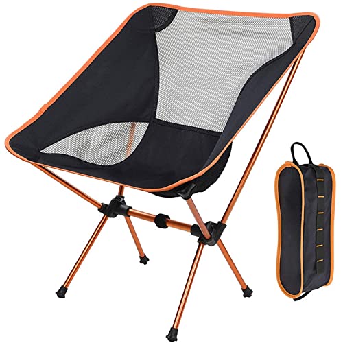 XANAYXWJ Angelstuhl Leichter klappbarer Angelstuhl mit Rahmen aus Aluminiumlegierung und 600D Oxford-Stoff zum Essen, Wandern und Angeln (Orange) von XANAYXWJ