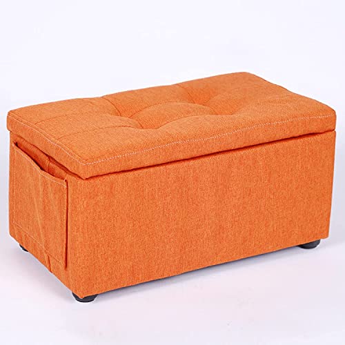 XANAYXWJ Aufbewahrungsbank aus Baumwolle und Leinen, rechteckiger niedriger Sofa-Fußhocker, gepolsterter Sitzhocker für den Eingangsbereich, Schlafzimmer und Wohnzimmer, Schuhwechselhocker-Orange-18,1 von XANAYXWJ