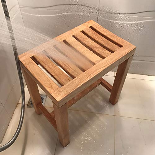 XANAYXWJ Badezimmerhocker für ältere Menschen, wasserdichte Duschbank aus Holz mit rutschfestem Sitz für Badewanne, Spa-Duschstuhl für Erwachsene zum Wechseln der Schuhe, 42 x 28 x 43 cm von XANAYXWJ