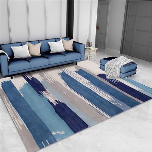 XANAYXWJ Big Rugs Blauer quadratischer Teppich, 120 x 160 cm, großer Teppich für Wohnzimmer, 3 Fuß 11,2 Zoll x 5 Fuß 3 Zoll von XANAYXWJ