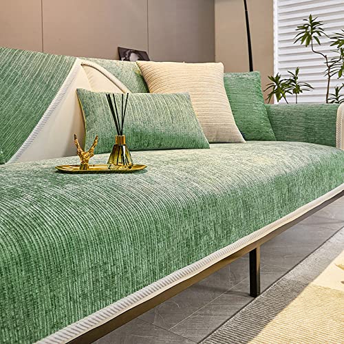 XANAYXWJ Chenille-Stoff, L-förmiger Sofa-Schonbezug, Rutschfester Ecksofa-Überzug für Haustiere, Wohnzimmermöbelschutz (grün, 70 x 220 cm) von XANAYXWJ