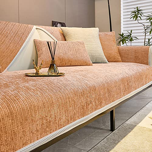 XANAYXWJ Chenille-Stoff, L-förmiger Sofabezug für Haustiere, rutschfest, für Ecksofas, Sofabezug, Wohnzimmermöbelschutz, Orange (130 x 160 cm) von XANAYXWJ