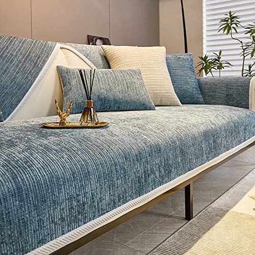 XANAYXWJ Chenille-Stoff, L-förmiger Sofabezug für Haustiere, rutschfest, für Ecksofas, Sofabezug, Wohnzimmermöbelschutz (blau, 130 x 200 cm) von XANAYXWJ