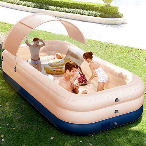 XANAYXWJ Drahtloses automatisches aufblasbares PVC-Schwimmbecken, großes Schwimmbecken für Erwachsene für den Heimgebrauch, Sonnenschutz-Schwimmbecken im Freien für Kinder - 3,18 m, Lotusfarbe von XANAYXWJ