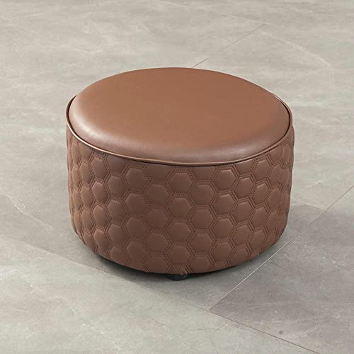 XANAYXWJ Fußhocker, runder Fußhocker, Leder-Fußhocker, Schuhwechselhocker, Pouffe-Fußhocker für Wohnzimmer, Küche, Schlafzimmer, Balkonhocker, Ruhehocker, Blau – 36 x 26 cm (Braun 36 x 26 cm) von XANAYXWJ