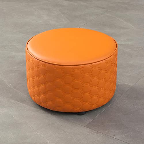 XANAYXWJ Fußhocker, runder Fußhocker, Leder-Fußhocker, Schuhwechselhocker, Pouffe-Fußhocker für Wohnzimmer, Küche, Schlafzimmer, Balkonhocker, Ruhehocker, Blau – 36 x 26 cm (Orange 36 x 26 cm). von XANAYXWJ