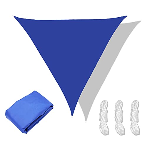 XANAYXWJ Garten-Segeldach, dreieckiger Sonnensegel-Schatten mit 3 Seilen, Blaue wasserdichte UV-Block-Schattensegel, Sonnenschutz-Markisen für Außenterrassen, 2,4 x 2,4 x 2,4 m von XANAYXWJ