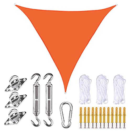 XANAYXWJ Garten-Sonnensegel, wasserdichtes Sonnenschutz-Segel, dreieckiges Vordach, 90% UV-Block, Garten-Sonnensegel, Sonnenschutz-Markisen für Außenterrassen, 12 Größen, Orange, 4 x 4 x 4 m von XANAYXWJ