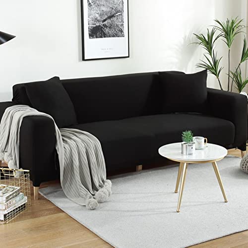 XANAYXWJ Hochelastischer, universeller Möbelschutz-Sofabezug, stilvolle und langlebige Schonbezüge für 5-Sitzer-Sofas, Milchseiden-Couchbezüge, Schwarze Farbe, passend für Sofas mit 335–400 cm, ideal von XANAYXWJ