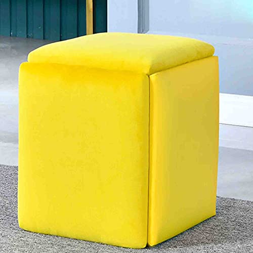 XANAYXWJ Hocker 5-in-1-Pu-Flanell-Sitzwürfel mit Drehgelenken, stapelbarer Sofastuhl, Hocker, Nesthocker, beweglicher Fußhocker, Ankleidestuhl für Wohnzimmer, Schlafzimmer/Rosa/42 * 42 * 46 cm von XANAYXWJ