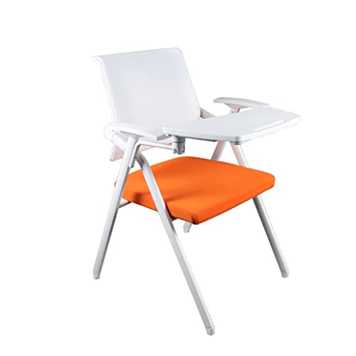 XANAYXWJ Klappbarer Konferenz-Schulungsstuhl mit multifunktionaler Schreibtafel, Büro-Klappstuhl, moderner, minimalistischer ergonomischer Stuhl (Farbe: Orange + Weiß, Größe: 6 Stück in Einer Box) von XANAYXWJ