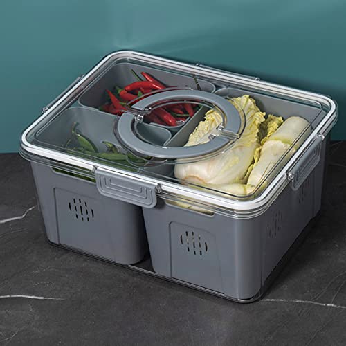 XANAYXWJ Kühlschrank-Aufbewahrungsbox – versiegelte Aufbewahrungsbox mit Deckel, transparent und sichtbar, entleerbare Aufbewahrungsbox, Tipps-Design, Kühlschrank-Aufbewahrungsbehälter (Größe: von XANAYXWJ