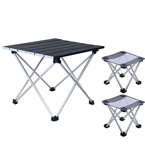 XANAYXWJ Leichter Camping-Klapptisch aus Aluminiumlegierung, leicht zu reinigender Picknick-Schreibtisch für den Außenbereich und 4 Stühle mit Tragetasche für Grillen, Angeln, Wandern und Reisen von XANAYXWJ