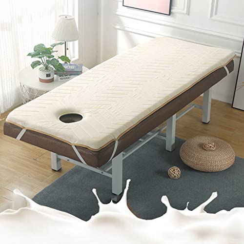 XANAYXWJ Memory-Schaum-Schönheitssalon-Bettmatratzenauflage mit Atemloch, 3 cm Dicke Schutzauflage für Tisch-Spa-Bett (Beige, 70 x 180 cm) von XANAYXWJ