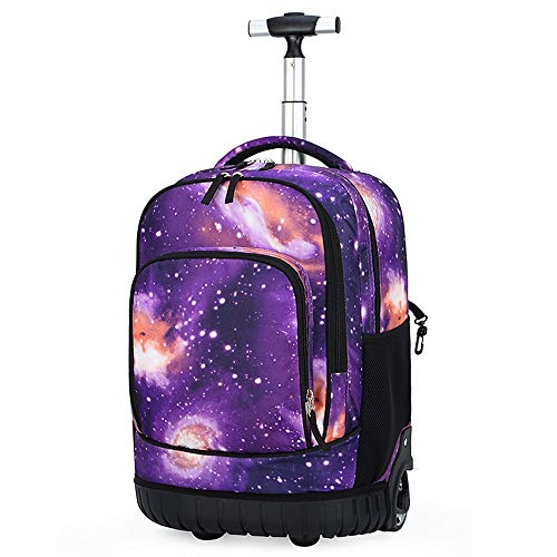 XANAYXWJ Rollrucksack, Kinder-Trolley-Rucksack, Grundschultasche mit Rollen, 18-Zoll-Laptop-Büchertasche, Multifunktions-Rucksack mit Rädern, Gepäck, Reisetasche (Farbe: Lila) von XANAYXWJ