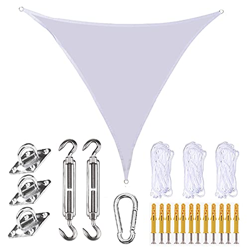 XANAYXWJ Sonnenschutz-Segel-Dreieck 2,4 x 2,4 x 2,4 m, wasserdichtes Garten-Segel-Dreieck, Oxford-Stoffmaterial, Sonnenschutz-Stoff, Anti-UV-Sonnenschutz-Markisenüberdachung für Garten-Terrassenparty von XANAYXWJ