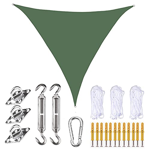 XANAYXWJ Sonnenschutz-Segel-Dreieck 2,4 x 2,4 x 2,4 m, wasserdichtes Garten-Segel-Dreieck, Oxford-Stoffmaterial, Sonnenschutz-Stoff, Anti-UV-Sonnenschutz-Markisenüberdachung für Garten-Terrassen-Party von XANAYXWJ