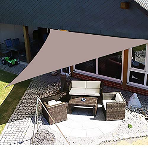 XANAYXWJ Sonnensegel-Dreieck, 12 Größen, wasserdichtes Anti-UV-Sonnenschutz-Markisendach mit Befestigungssatz für Outdoor, Garten, Terrasse, Party, Hinterhof, Khaki, 4 x 4 x 4 m von XANAYXWJ